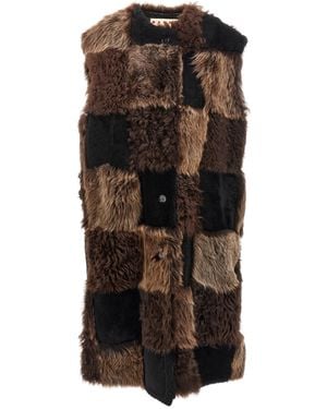 Marni Long Shearling Vest - Brown