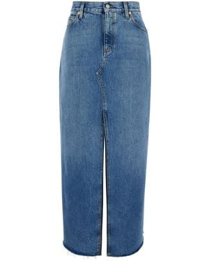 Gucci Horsebit-Detail Denim Maxi Skirt - Blue