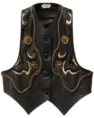 Versace Leather Waistcoat - Black