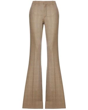 Saint Laurent Prince Of Wales Flared Pants - Natural