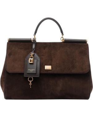 Dolce & Gabbana Dolce&Gabbana My Sicily Suede Handbag - Brown