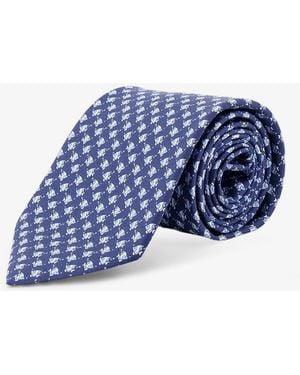 Ferragamo Cyrus Silk Tie With Shark Print - Blue
