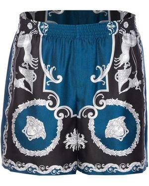 Versace Hall Of Heroes Print Shorts - Blue