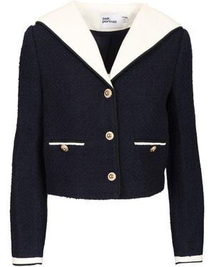 Self-Portrait Bouclé Jacket - Blue