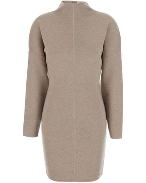 Max Mara 'Racconto' Dress With High Neck And Zip Closure - Natural