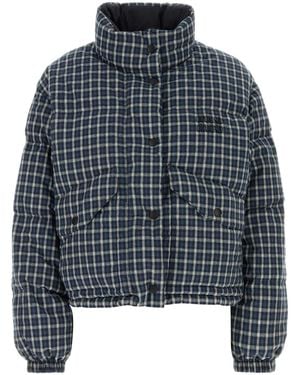 Miu Miu Embroidered Cotton Reversible Down Jacket - Blue