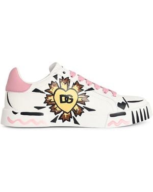 Dolce & Gabbana 'Portofino Light Strobel' Leather Sneakers - White