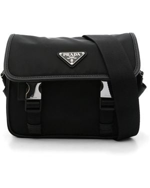 Prada Re-Nylon And Saffiano Crossbody Bag - Black