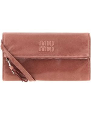 Miu Miu Antiqued Leather Pouch - Red