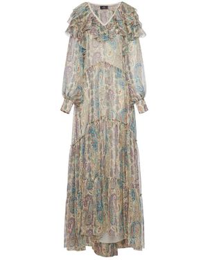 Etro Long Silk Dress With Floral Paisley Pattern - Multicolor