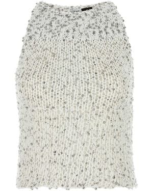 Loewe Paula's Ibiza Embellished Cotton Blend Paula S Ibiza Top - White