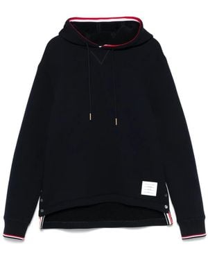 Thom Browne Oversized Hoodie Pullover With Rwb Tipping Stripe - Black