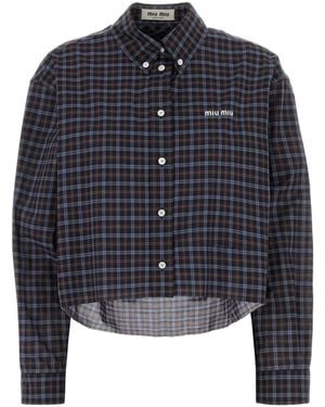 Miu Miu Embroidered Cotton Shirt - Blue