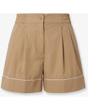 Moncler Cotton Blend Shorts - Natural