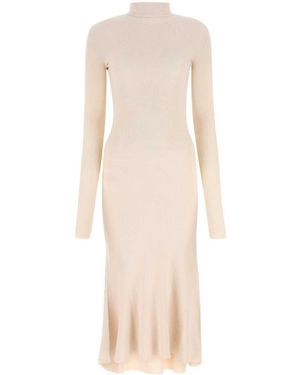 Balenciaga Sand Silk Blend Dress - Natural