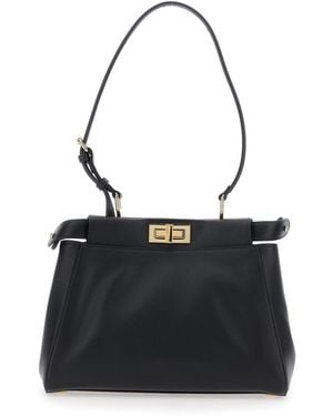 Fendi 'My Peekaboo' Small Handbag With Adjustable Shoulder Strap And Turn-Lock Closure - Black