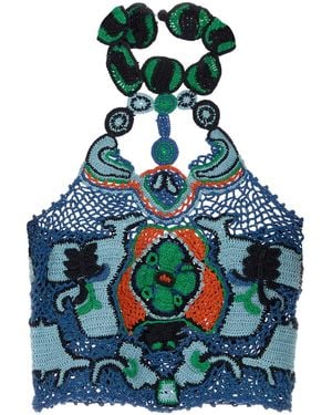 Etro Embroidered Crochet Top - Blue
