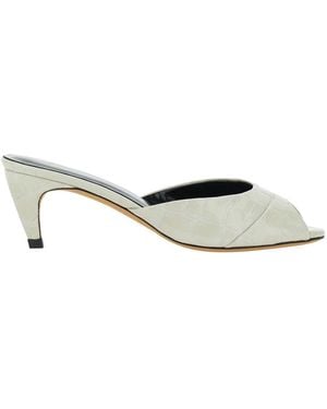 Jude Mules Cave Cream Croc-Embossed Leather - White