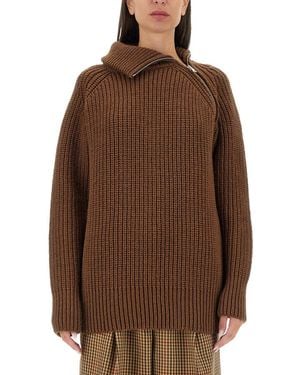 Dries Van Noten Shirt With Zip - Brown