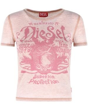 DIESEL Cotton Blend Jersey T-Shirt - Pink