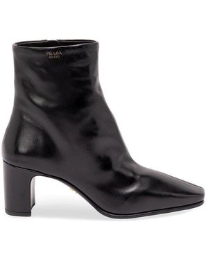 Prada Leather Booties - White