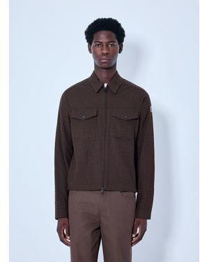 Moncler Checked Zip-Up Jacket - Brown