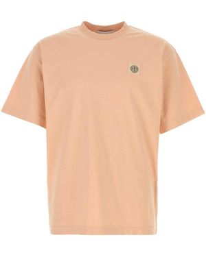Stone Island Peach Cotton T-Shirt - White
