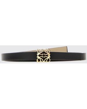 Loewe Anagram Thin Calfskin Leather Belt With Monogram Buckle - White