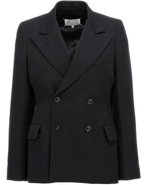 Maison Margiela Tailored Double-Breasted Wool Blazer - Black