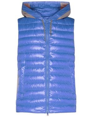 Herno Hooded Padded Zip-Up Vest Jacket - Blue
