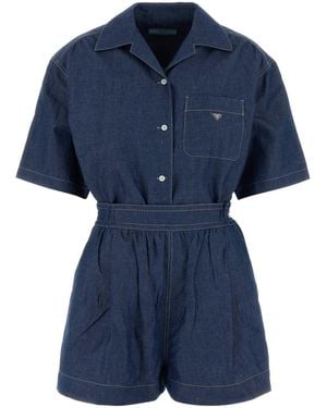 Prada Cotton Shorts Jumpsuit - Blue