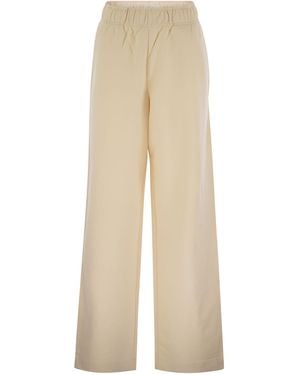Moncler Wide-Leg Cotton Sport Pants - Natural