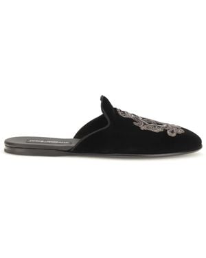 Dolce & Gabbana Dolce & Gabbana Velvet Slippers - Black