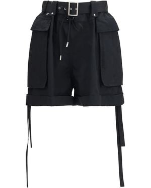 McQueen Cotton Shorts With Belt - Black