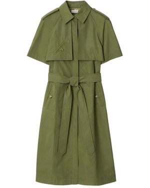Burberry Cotton Poplin Midi Trench Dress - Green