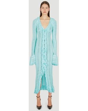 Blumarine Pointelle Knit Frilled Dress - Blue