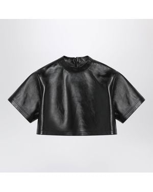 Balenciaga Cropped Leather Top - Black