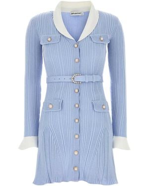 Self-Portrait Self Portrait Powder Knit Mini Dress - Blue