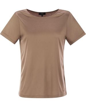 Fay Jersey T Shirt With Boat Neckline - Brown