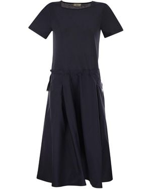 Herno Jersey And Poplin Combination Dress - Blue