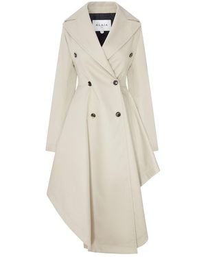 Alaïa Asymmetric Double-Breasted Cotton Trench Coat - White