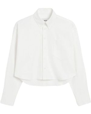 Ami Paris Cotton Cropped Shirt - White