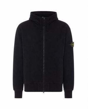 Stone Island Logo Zipped Hoodie - Blue