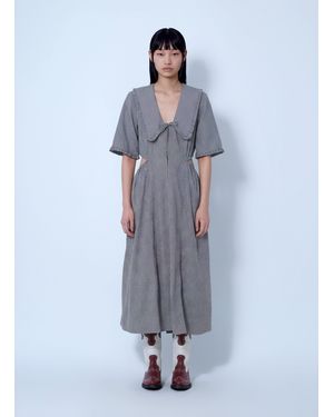 Ganni Check Cotton Cut Out Midi Dress - Blue
