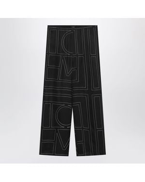 TOTEME Silk Pants With Monogram - Black
