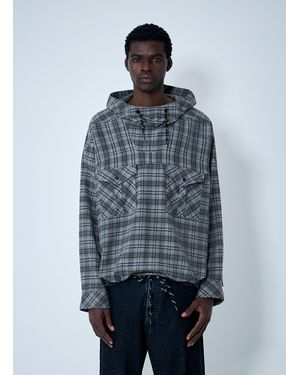 Martine Rose Check Hooded Sweatshirt - Blue