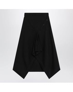 Lemaire Merino Wool Blend Midi Skirt - Black