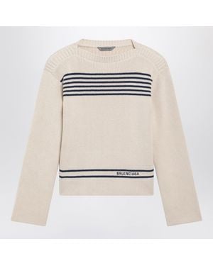 Balenciaga Boat-Neck Ribbed Cotton Sweater - White