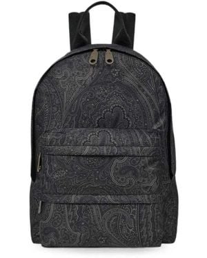 Etro Nylon Backpack With Arnica Pattern - Black