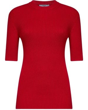 Prada Abbigliamento English Rib Stitch Knit Virgin Wool Sweater - Red